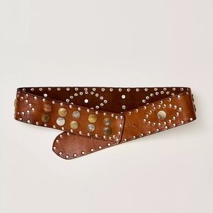 Free People Vega Coin Belt Leather Brown size S/M